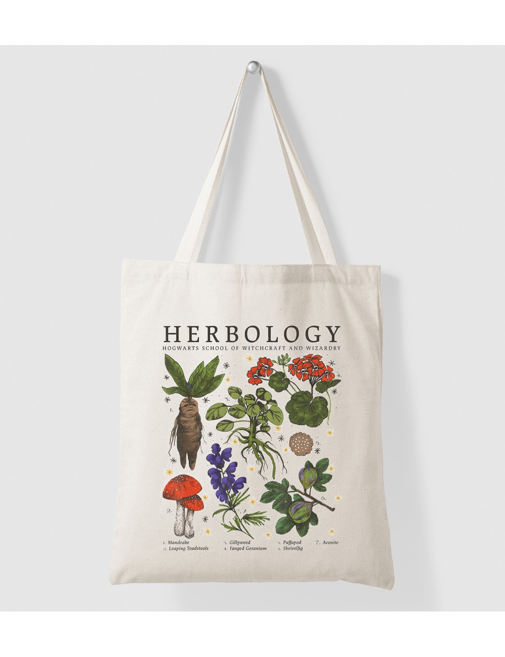 Tote Bag Sac en coton personnalisable - Enfant crèche école - personnalisé - Herbology Herbologie 