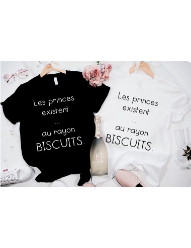 T-Shirt blanc ou noir pour femme Femme les princes existent au rayon biscuits 