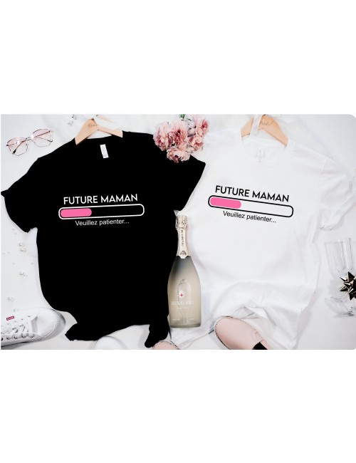 T-Shirt blanc ou noir pour femme future maman 