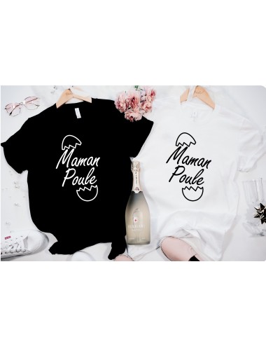 T-Shirt blanc ou noir pour femme Noir ou blanc Maman Poule 