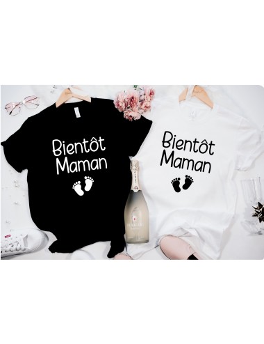 T-Shirt blanc ou noir pour femme bientôt maman 