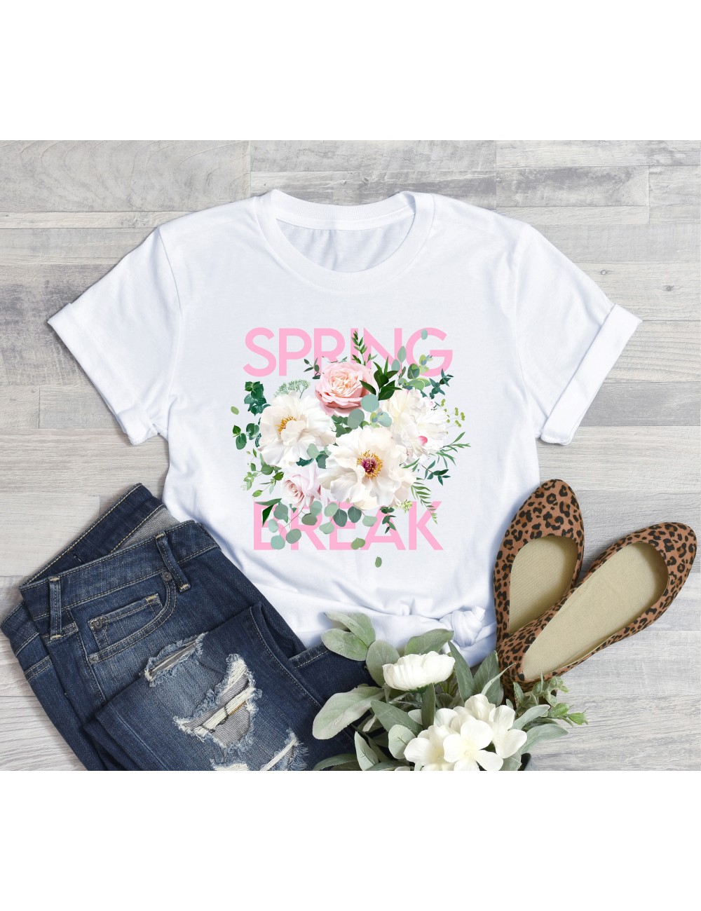 T-Shirt blanc pour femme Spring Break Blanc 