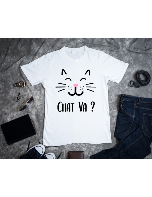 T-Shirt Blanc pour homme homme chat va 