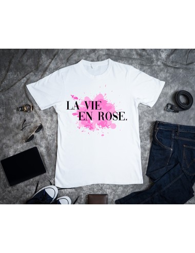 T-Shirt Blanc pour homme la vie en rose 