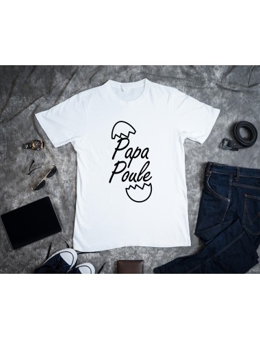 T-Shirt Blanc pour homme Papa Poule 