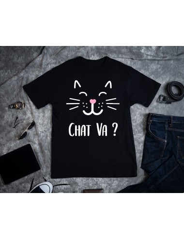 T-Shirt Noir pour homme chat va 