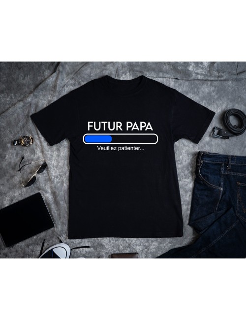 T-Shirt Noir pour homme futur papa Noir 