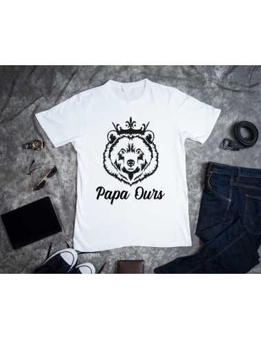 T-Shirt Blanc pour homme Famille Papa Ours 