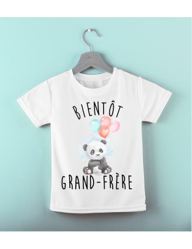 T-Shirt blanc pour enfant garçon Bientôt grand frère Panda 